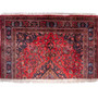 Mashhad Persian Rug 10x6 ft - Semi Antique Shah Abbasi, Medallion (Toranj) Crimson, Navy Blue, Burgundy Hand Knotted | front view | SKU 111211