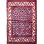 Hamadan Persian Rug 4x3 ft - Semi Antique Herati (Mahi), Afshan (All-Over) Madder Red, Cream, Navy Blue Hand Knotted | front view | SKU 111213