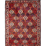 Bakhtiari Persian Rug 9x6 ft - Semi Antique Medallion Blue, Crimson Hand Knotted | front view | SKU 111328