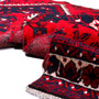Shiraz Persian Rug 9x2 ft - Semi Antique Geometric Blue, Red Hand Knotted | detail view | SKU 111403