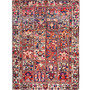 Bakhtiari Persian Rug 6x4 ft - Semi Antique Kheshti Garden, Geometric Madder Red, Navy Blue, Cream Hand Knotted | front view | SKU 111410