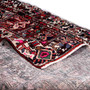 Bakhtiari Persian Rug 6x4 ft - Semi Antique Kheshti Garden, Geometric Madder Red, Navy Blue, Cream Hand Knotted | corner detail | SKU 111410