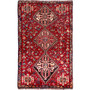 Shiraz Persian Rug 4'7" x 2'11" - Semi Antique Geometric Blue, Red Hand Knotted | front view | SKU 111413
