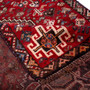 Shiraz Persian Rug 4'7" x 2'11" - Semi Antique Geometric Blue, Red Hand Knotted | corner detail | SKU 111413