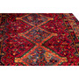 Shiraz Persian Rug 8'10" x 5'1" - Semi Antique Geometric Blue, Red Hand Knotted | side view | SKU 111414