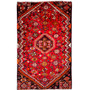 Shiraz Persian Rug 7x4 ft - Semi Antique Geometric Blue, Red Hand Knotted | front view | SKU 111416