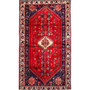 Abadeh Persian Rug 6'3" x 3'3" - Semi Antique Geometric Red, Ivory Hand Knotted | front view | SKU 111418