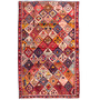 Shiraz Persian Rug 6x4 ft - Semi Antique Geometric Blue, Red Hand Knotted | front view | SKU 111419