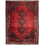 Shiraz Persian Rug 10'2" x 7'4" - Semi Antique Geometric Blue, Red Hand Knotted | front view | SKU 111423