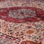 Tabriz Persian Rug 12'12" x 10'4" - Semi Antique Medallion Red, Cream Hand Knotted | pile detail | SKU 111576