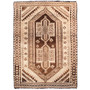 Shiraz Persian Rug 6x4 ft - Semi Antique Geometric Blue, Red Hand Knotted | front view | SKU 111425