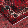 Shiraz Persian Rug 9x6 ft - Semi Antique Medallion Geometric Madder Red, Dark Red, Burgundy Hand Knotted | corner detail | SKU 111430