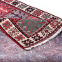Shiraz Persian Rug 9'2" x 4'3" - Semi Antique Geometric Blue, Red Hand Knotted | corner detail | SKU 111437