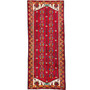 Qashqai Persian Rug 10'2" x 3'9" - Semi Antique Mihrab Prayer, Boteh Paisley Crimson, Rust Red, Burnt Orange Hand Knotted | front view | SKU 110005