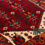 Qashqai Persian Rug 10'2" x 3'9" - Semi Antique Mihrab Prayer, Boteh Paisley Crimson, Rust Red, Burnt Orange Hand Knotted | back view | SKU 110005