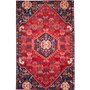 Shiraz Persian Rug 8'6" x 5'7" - Semi Antique Geometric Blue, Red Hand Knotted | front view | SKU 111439