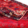 Shiraz Persian Rug 8x5 ft - Semi Antique Geometric Blue, Red Hand Knotted | corner detail | SKU 111439
