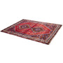 Shiraz Persian Rug 5x4 ft - Semi Antique Geometric Blue, Red Hand Knotted | texture detail | SKU 111441