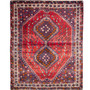 Shiraz Persian Rug 5'11" x 4'9" - Semi Antique Geometric Blue, Red Hand Knotted | front view | SKU 111441