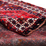 Shiraz Persian Rug 5x4 ft - Semi Antique Geometric Blue, Red Hand Knotted | corner detail | SKU 111441