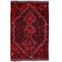 Shiraz Persian Rug 6'9" x 4'6" - Semi Antique Geometric Blue, Red Hand Knotted | front view | SKU 111443