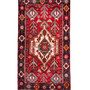 Shiraz Persian Rug 7'3" x 4'3" - Semi Antique Geometric Blue, Red Hand Knotted | front view | SKU 111445
