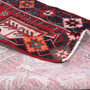 Shiraz Persian Rug 7x4 ft - Semi Antique Geometric Blue, Red Hand Knotted | corner detail | SKU 111445