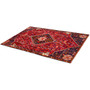 Shiraz Persian Rug 7'10" x 4'3" - Semi Antique Geometric Blue, Red Hand Knotted | texture detail | SKU 111450