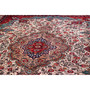Tabriz Persian Rug 13'7" x 9'4" - Semi Antique Medallion Red, Cream Hand Knotted | side view | SKU 111451