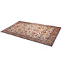 Tabriz Persian Rug 13'7" x 6'10" - Semi Antique Medallion Red, Cream Hand Knotted | texture detail | SKU 111452