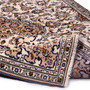 Kashan Persian Rug 9x5 ft - Semi Antique Medallion (Toranj), Shah Abbasi Cream, Navy Blue, Rust Red Hand Knotted | detail view | SKU 111454