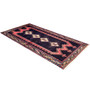 Sirjan Persian Rug 7'1" x 3'9" - Semi Antique Medallion Red, Navy Blue Hand Knotted | texture detail | SKU 111458