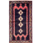 Sirjan Persian Rug 7'1" x 3'9" - Semi Antique Medallion Red, Navy Blue Hand Knotted | front view | SKU 111458