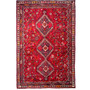 Shiraz Persian Rug 9'5" x 6'3" - Semi Antique Geometric Blue, Red Hand Knotted | front view | SKU 111464