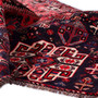 Shiraz Persian Rug 9'2" x 5'7" - Semi Antique Geometric Blue, Red Hand Knotted | detail view | SKU 111467