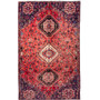 Shiraz Persian Rug 9x5 ft - Semi Antique Geometric Blue, Red Hand Knotted | front view | SKU 111467