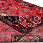 Shiraz Persian Rug 9'2" x 5'7" - Semi Antique Geometric Blue, Red Hand Knotted | corner detail | SKU 111467