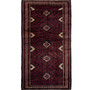 Varamin Persian Rug 8x4 ft - Semi Antique Medallion Toranj, Geometric Dark Red, Burgundy, Black Hand Knotted | front view | SKU 111475