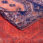 Shiraz Persian Rug 7'10" x 4'11" -  Geometric Blue, Red Hand Knotted | corner detail | SKU 111490