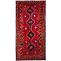 Shiraz Persian Rug 10'1" x 4'10" - Semi Antique Geometric Blue, Red Hand Knotted | front view | SKU 111495