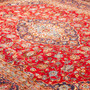 Ardekan Persian Rug 11'10" x 8'0" - Semi Antique Medallion (Toranj), Shah Abbasi Red, Navy Blue, Ivory Hand Knotted | side view | SKU 110008
