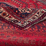Shiraz Persian Rug 9'0" x 6'5" - Semi Antique Geometric Blue, Red Hand Knotted | corner detail | SKU 111498