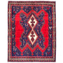 Sirjan Persian Rug 6x5 ft - Semi Antique Medallion Red, Navy Blue Hand Knotted | front view | SKU 111504