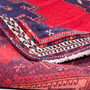 Sirjan Persian Rug 6x5 ft - Semi Antique Medallion Red, Navy Blue Hand Knotted | detail view | SKU 111504