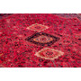 Shiraz Persian Rug 9x7 ft - Semi Antique Medallion Geometric Madder Red, Dark Red, Navy Blue Hand Knotted | side view | SKU 111505