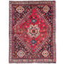 Shiraz Persian Rug 4'7" x 3'3" - Semi Antique Geometric Blue, Red Hand Knotted | front view | SKU 111507