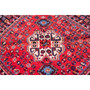 Shiraz Persian Rug 4x3 ft - Semi Antique Medallion (Toranj), Geometric Madder Red, Dark Red, Navy Blue Hand Knotted | side view | SKU 111507