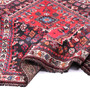 Shiraz Persian Rug 4'7" x 3'3" - Semi Antique Geometric Blue, Red Hand Knotted | detail view | SKU 111507