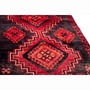 Shiraz Persian Rug 7'7" x 3'7" - Semi Antique Geometric Blue, Red Hand Knotted | pile detail | SKU 111513