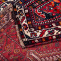 Shiraz Persian Rug 5'0" x 3'9" - Antique Geometric Blue, Red Hand Knotted | corner detail | SKU 111523